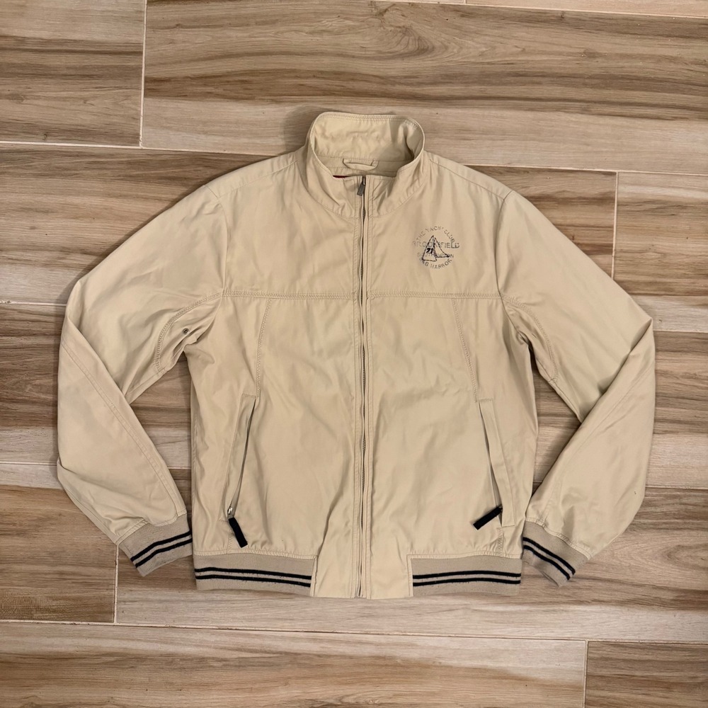 Brooksfield Wind-Tight Jacket Mens 52 Beige Yacht Club Sag Harbor Bomber‎ Zip